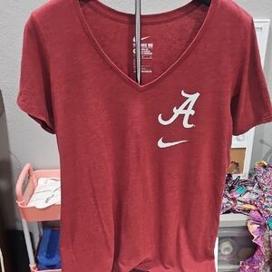 Nike Crimson Alabama Roll Tide V-Neck Tee with White Logo